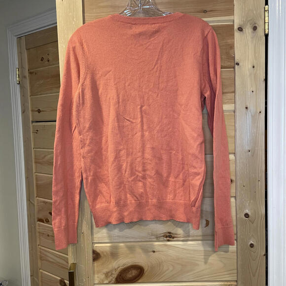 Vineyard Vines Coral Cotton & Cashmere Sweater with Pom Pom Detail Size L - Picture 4 of 4